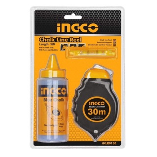 INGCO ( HCLR0130 ) ปักเต้าตีเส้น 30m พร้อมผงชอล์ก แนวเส้นชอล์กยาว 30 เมตร พร้อมผงชอล์ก 1 ขวด ลูกน้ำ 1 อัน