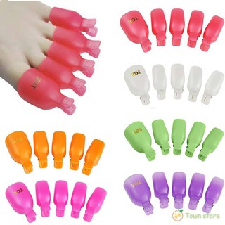 5Pcs Plastic Foot Toe Nail Art Soak Off Cap Clip UV Gel Polish Remover Wrap Tool