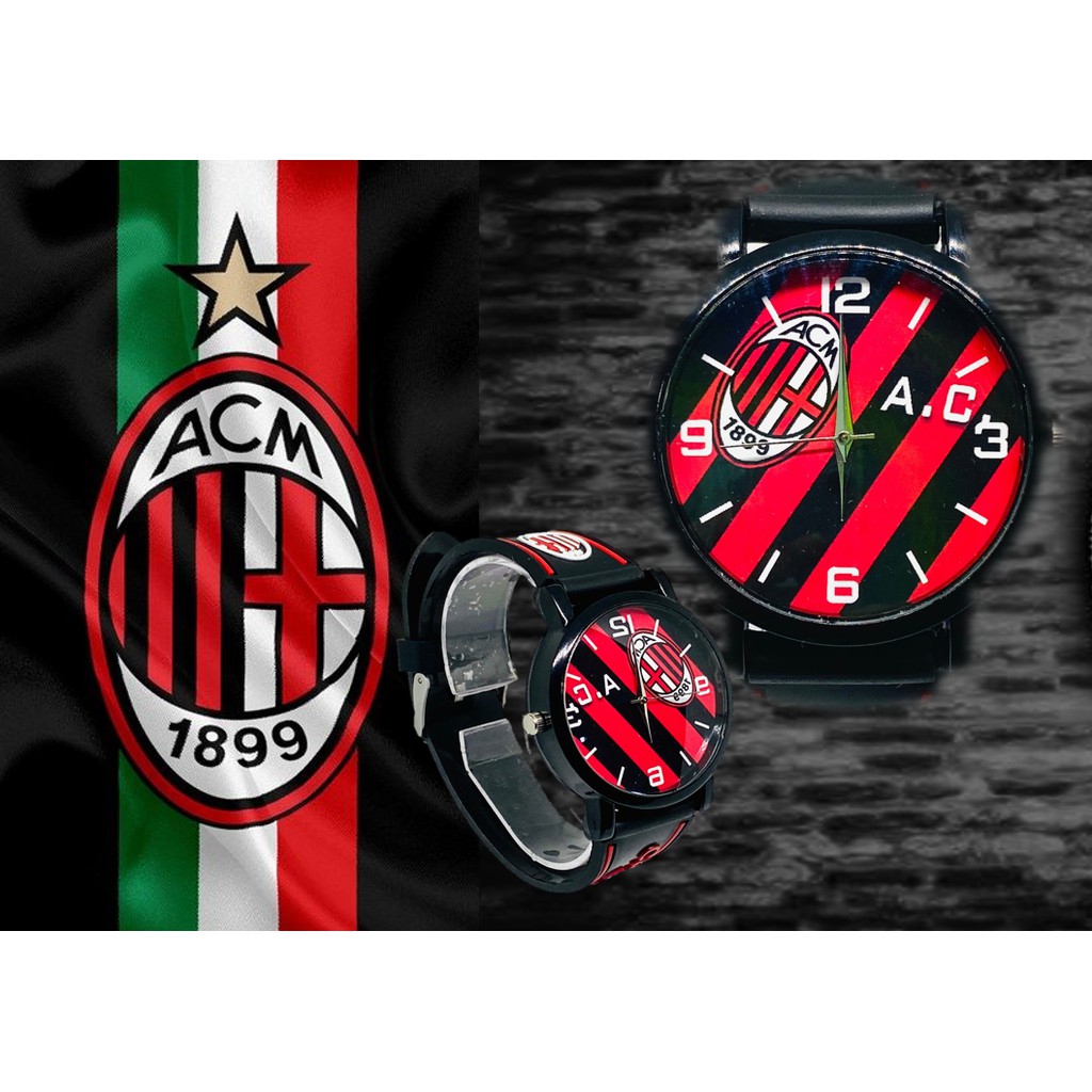 (A.C-inter-Chelsea)นาฬิกาแฟชั่น นาฬิกาข้อมือ แฟนบอล นาฬิกาฟุตบอลทีม Quartzผู้ชายผู้หญิง นาฬิกากีฬา สายยาง สีดำ RC146