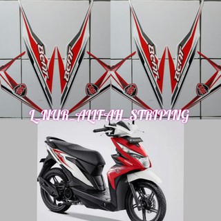 สติกเกอร์ MERAH PUTIH Honda BEAT FI ESP 2019 BODY STRIPING LIS สีขาว สีแดง