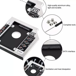 ถาดแปลงใส่HDD/SSD ในช่องDVD/CD Notebook 9.0mm/9.5mm/12.7mm Universal SATA 2nd HDD SSD Hard Drive Caddy