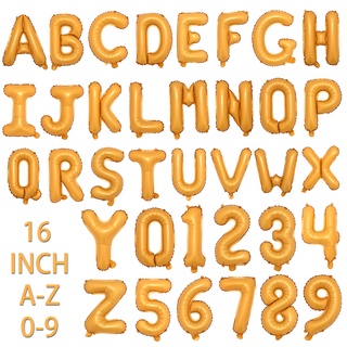 ลูกโป่งฟอยล์ตัวอักษรตัวเลข และตัวเลข 16 นิ้ว สําหรับตกแต่งงานปาร์ตี้วันเกิด งานแต่งงาน