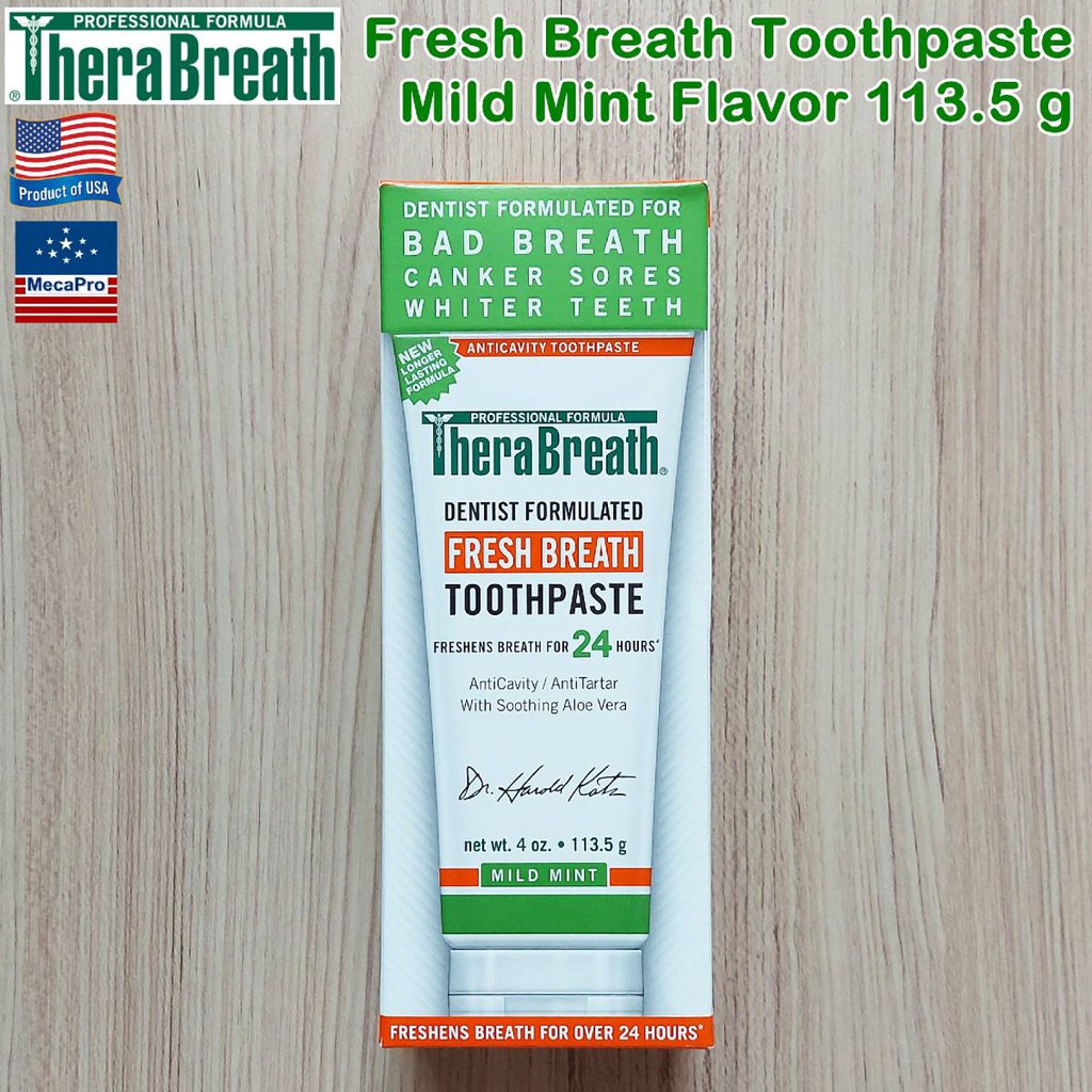 TheraBreath Fresh Breath Toothpaste Mild Mint Flavor 113.5 g ยาสีฟันลดกลิ่นปาก รสมิ้นต์ ลดกลิ่นปากได