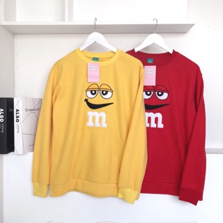 Sweater ปักลาย m&amp;m สีสด ลายเท่ ต้องมีติดตู้💘💘