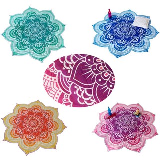 Boho Indian Round Tapestry Wall Hanging Beach Towel Yoga Mat Lotus Flower