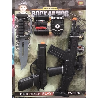 ของเล่นอุปกรณ์ทหาร ปืนสั้น ปืนยาว มีด กล้องส่องทางไกล เหรียญตรา - Super Armed Body Armor