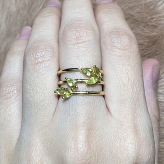 Gold plated sterling silver bamboo ring แหวนเงิน รูปรั้วไม้ไผ่ พลอยธรรมชาติ peridot (เพอริโด)