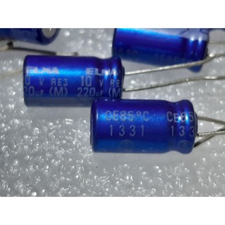 Elna RE3 220uf 10v (แพ็ค10ตัว) capacitor ตัวเก็บประจุ คาปาซิเตอร์ ขนาด 6.5×12 มิล