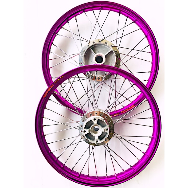 ชุดล้อ สีม่วง พร้อม+ดุมกลึงเงา+ซี่ลวด ขนาด1.40ขอบ17นิ้ว สำหรับเวฟ110i,czi,5iปลาวาฬ