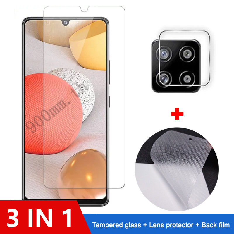 3-in-1 ฟิล์มกระจก Samsung A42 กระจกนิรภัย Samsung A51 A42 A11 A31 A91 A81 A71 A70s A50 A50s A30s ป้อ