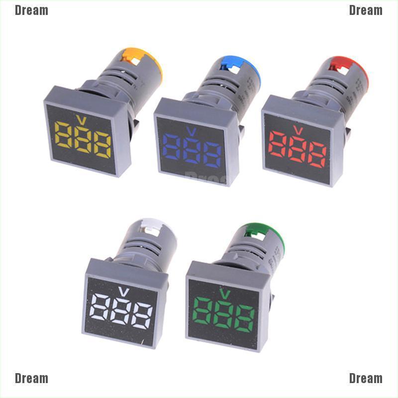 <Dream> เครื่องวัดแรงดันไฟฟ้าดิจิทัล LED AC12-500V โวลต์มิเตอร์ แผงสี่เหลี่ยม 22 มม.