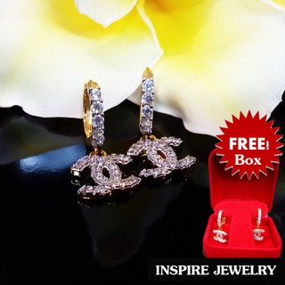 INSPIRE JEWELRY  ต่างหูฝังเพชรสวิส งานเพชร CZ แท้ ราคาเบาๆ เพชรวิ้งเจิดจรัสที่สุด หุ้มทองแท้ 100% or  gold  plated