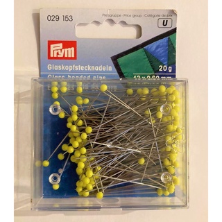 Prym Glass-headed pins, extra long, yellow, 20g/เข็มหัวแก้วสีเหลือง ยาวพิเศษ 20 กรัม แบรนด์ Prym ประเทศเยอรมนี (G029153)