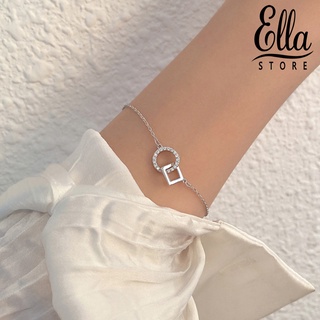 Ellastore123 สร้อยข้อมือโซ่ ประดับพลอยเทียม ทรงสี่เหลี่ยม ปรับได้ เข้ากับทุกการแต่งกาย สําหรับผู้หญิง ออกเดท