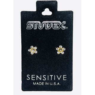 🌸STUDEXearring for sensitive stainless316L DAISY APR CRYSTALดอกไม้คริสตัลขาวสีทองสำหรับผิวแพ้ง่ายมากๆUSAแท้💯%ไม่ลอกไม่ดำ