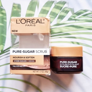 (LOreal®) Pure Sugar Scrub Nourish &amp; Soften For Face And Lips 48g ลอรีอัล ปารีส สครับน้ำตาล สำหรับใบหน้าและริมฝีปาก