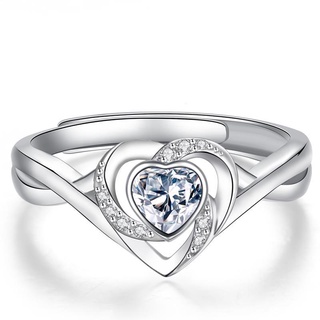 Ring of Sterling Silver Heart -รูปผู้หญิงรูปที่เป็นของขวัญแฟนสาวเพชรแหวนแหวนแหวน