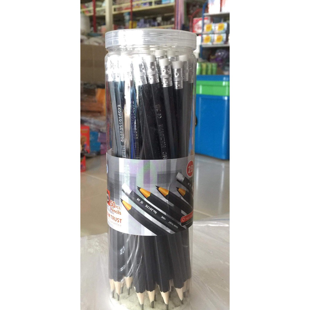 ดินสอ 2B ดินสอดำเข้ม ดินสอไม้ ดินสอเข้ม 2B SMART กระปุก 50 แท่ง ดินสอไม้ ดินสอ 2B ดินสอไม้ 2B ดินสอแ