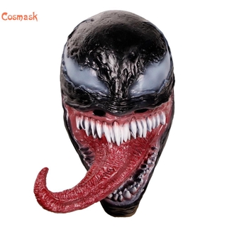 Cosmask Venom หน้ากากคอสเพลย์ฮาโลวีน Cosmask Venom Mask Halloween Dark Cosplay Superhero Venom Long Tongue Latex Horror Mask Halloween