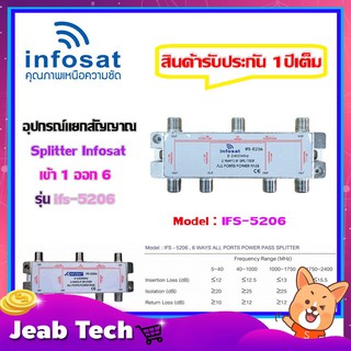 INFOSAT อุปกรณ์แยกสัญญาณ Splitter 1x6 รุ่น IFS-5206 (เข้า1 ออก6) รับชมได้อิสระ