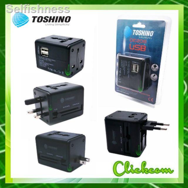 🐝คุณภาพสูง🐝✱┇Toshino ปลั๊กไฟ  Travel Adapter 4in1 2 USB DE-206