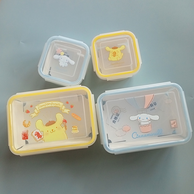 MINISO MINISO Sanrio Cinnamon Dog Pudding Dog Four-Sided Buckle Fresh-Keeping กล่องอาหารกลางวันกล่องอาหารกลางวันกล่องผลไม้