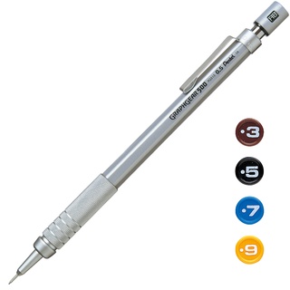 Pentel GRAPHGEAR 500 ดินสอเขียนแบบ และการใช้งานทั่วไป ขนาด 0.3, 0.5, 0.7, และ 0.9