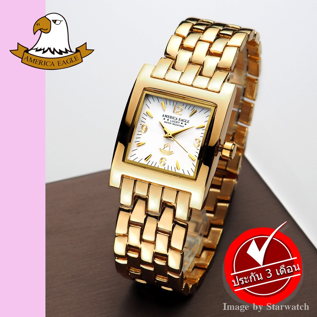 นาฬิกา AMERICA EAGLE สำหรับผู้หญิง สายสแตนเลส รุ่น AE014G - Gold/White