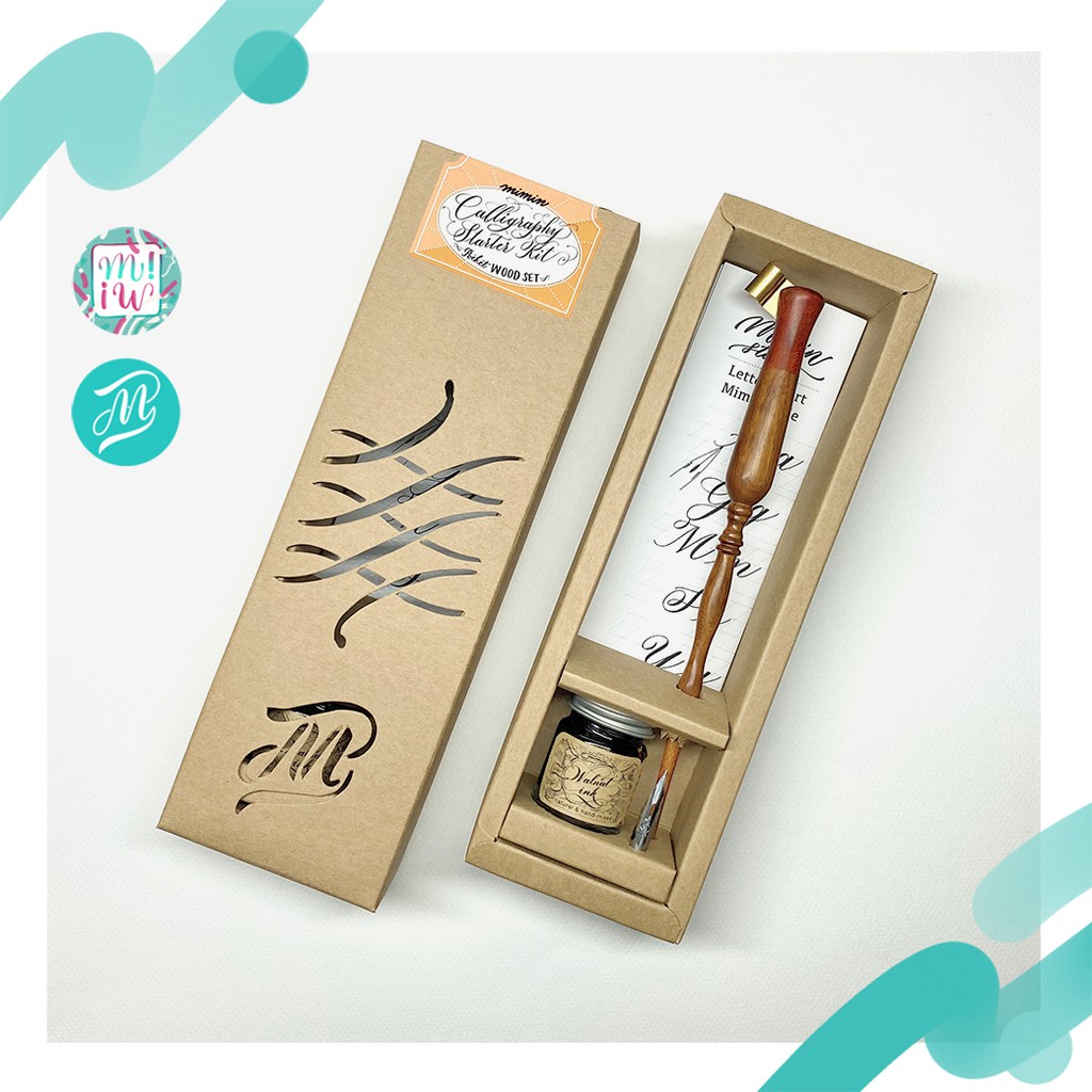 Calligraphy Starter kit - Pocket Wood ชุดปากกาคอแร้ง Oblique pen เขียนอักษร Dip pen จาก Mimin Studio