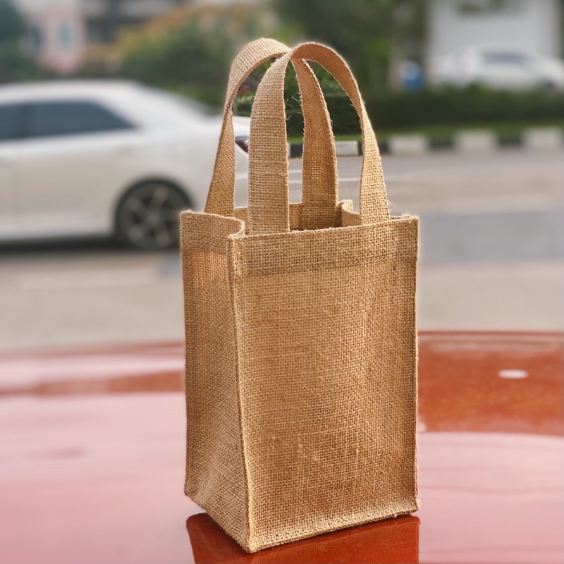 กระเป๋าใส่ข้าว1Kg ใส่แก้วyetiได้ทุกไซส์ กระเป๋าผ้ากระสอบป่าน ของชำร่วย ของรับไหว้ ขนาด 5x8x4 นิ้ว