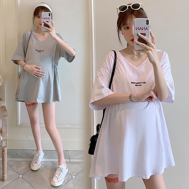 ⚡ชุดคลุมท้องแฟชั่น,กระโปรงเสื้อยืดพลัสไซส์,คนอ้วน,หลวมและสบาย,ชุดคลุมท้องใส่ทำงาน