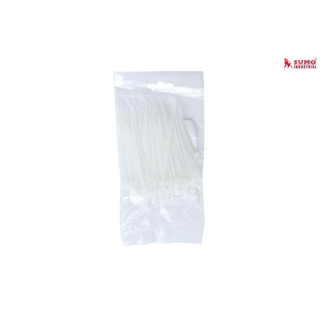 เคเบิ้ลไทร์ หนวดกุ้ง สายรัดพลาสติก SUMO สีขาว มีให้เลือกหลายขนาด บรรจุ 100 ชิ้น/แพ็ค - รูปที่ 3