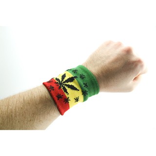 สินค้าราสต้า Rasta Wristband Leaf and Stars สายรัดข้อมือราสต้า-เรกเก้ ลายใบธรรมชาติใบใหญ่และมีใบเล็กล้อมรอบ