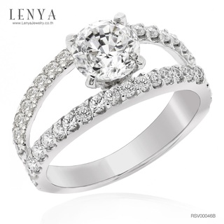 Lenya Jewelry แหวนเงินแท้ 925 ชุบทองคำขาว ประดับด้วย SWAROVSKI ZIRCONIA สีขาว สวยคลาสสิค  เสริมบุคลิกเพิ่มความมั่นใจ