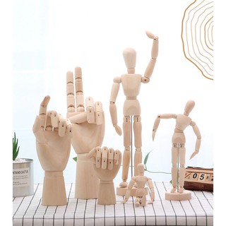 หุ่นไม้ หุ่นมือ จำลองรุปคน ขยับได้  ฟิกเกอร์มนุษย์ สมจริง Wood movable Limbs Human Art Wood Man Hand joint