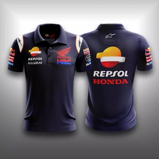 เสื้อยืด คอปก พิมพ์ลายรถจักรยานยนต์วิบาก Honda REPROL MOTO สําหรับผู้ชาย XS-5XL OPP