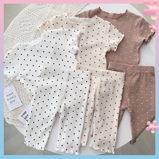 Baby Pajamas summer thin suit polka dot western style girls summer two-piece home clothes childrens air-conditioned clothes for women