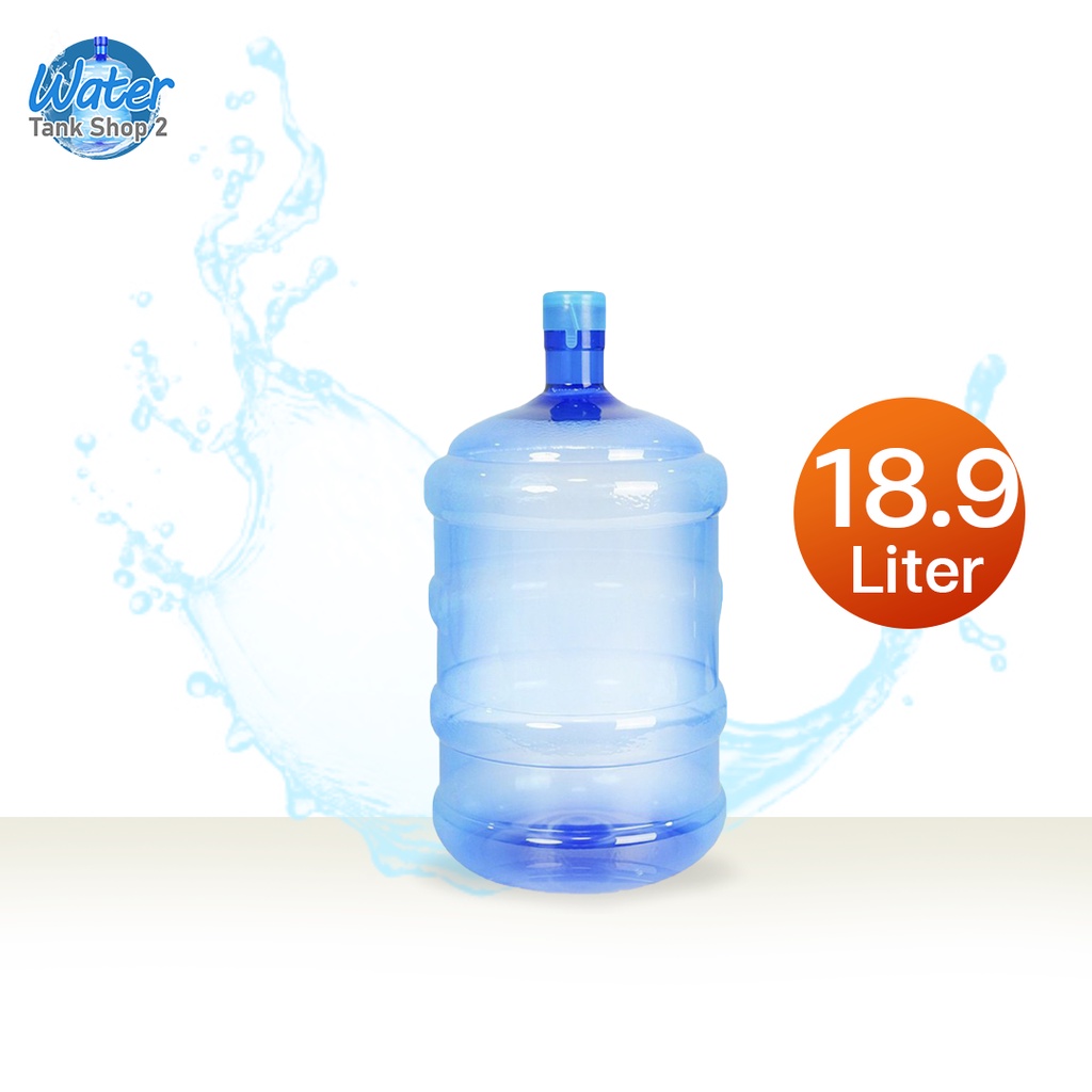 Watertankshop ถังน้ำ ถังน้ำดื่ม PET ขนาด 18.9 ลิตร ฝาตบ (ฝากดฉีก) สีน้ำเงินใส
