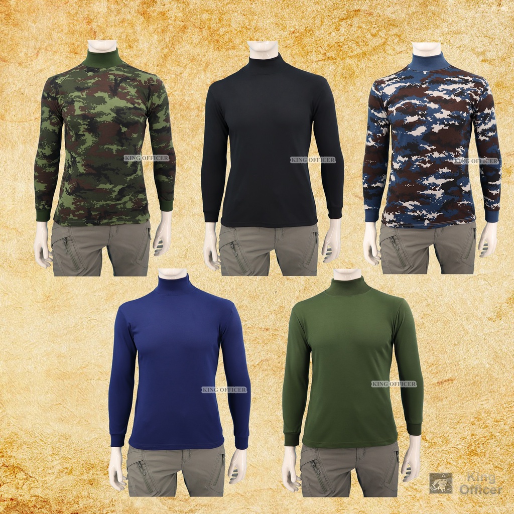เสื้อทหารแขนยาว คอเต่า เสื้อยุทธวิธี สีดำ กรมท่า เขียวขี้ม้า ลายพรางทหารบก ทหารอากาศ (TB)