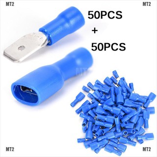 (MT 2 &amp; TH) จอบไฟฟ้า ฉนวนกันความร้อน สีฟ้า ตัวเมีย และตัวผู้ 100 ชิ้น