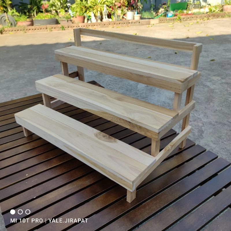 ชั้นวางของ​ขั้นบันใด วางต้นไม้แบบ​3​ชั้น ยาว50cm. (พร้อมใช้งาน)​