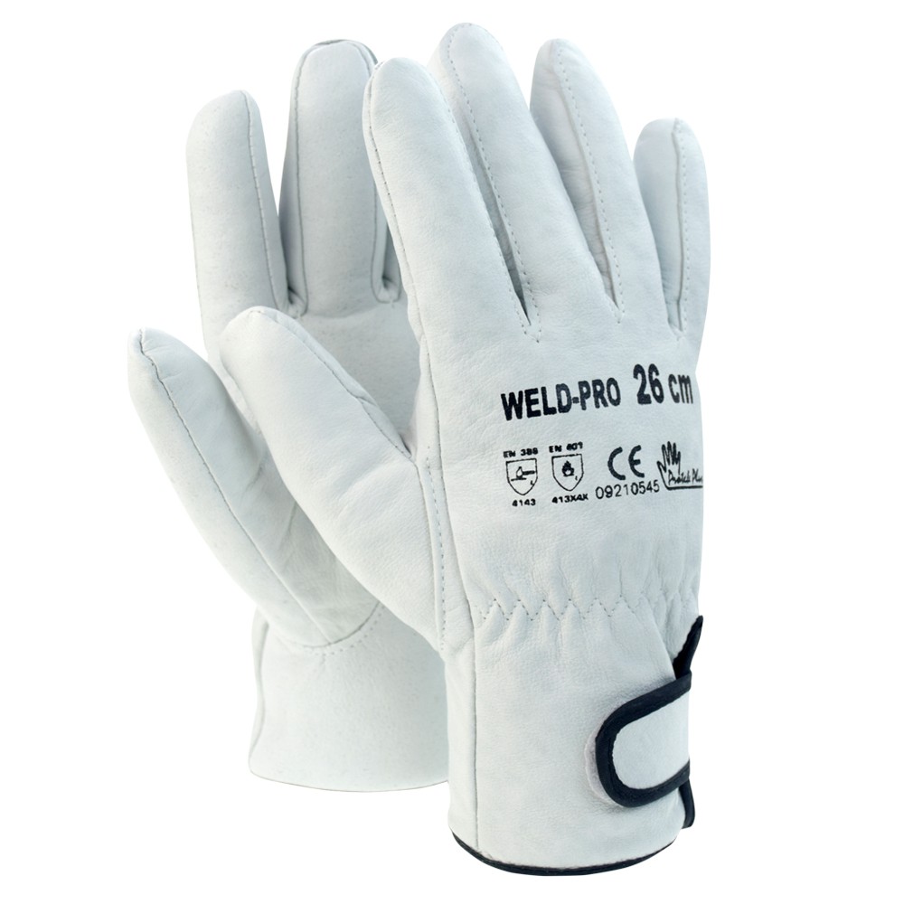 WELD PRO 26 cm ถุงมือกันความร้อน ถุงมืออาร์กอน สวมทับกันไฟฟ้า ยาว 26 ซม. หนังแกะ