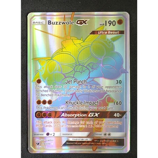 Buzzwole (Gold) GX Card 115/111 มัสชิบูน Pokemon Card Gold Flash Light (Glossy) ภาษาอังกฤษ