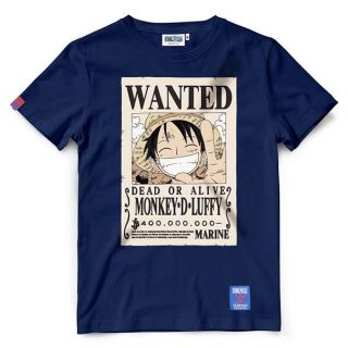 ย้อนยุคเสื้อยืดวันพีช One piece-487-NV Wanted Luffy สีกรมS-5XL