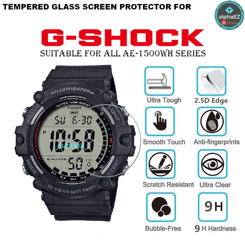 Casio AE-1500WH Series 9H นาฬิกากระจกนิรภัยป้องกันหน้าจอ AE-1500WH AE1500WH ฝาครอบป้องกันรอยขีดข่วน