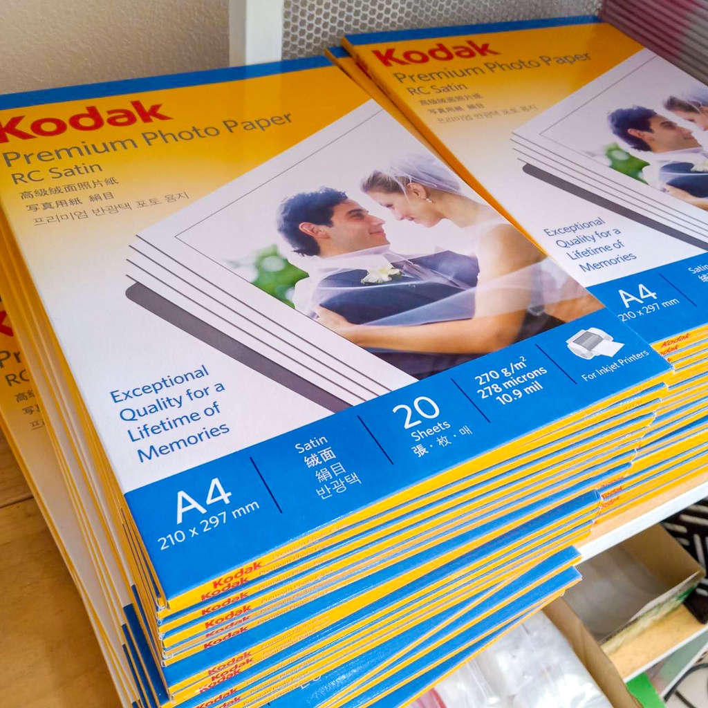 Kodak 270g A4- 20  แผ่น กระดาษโฟโต้ โกดักผิวด้านมุก  ระดับมือชีพ ที่ร้านถ่ายรูปใช้  กันน้ำ 169