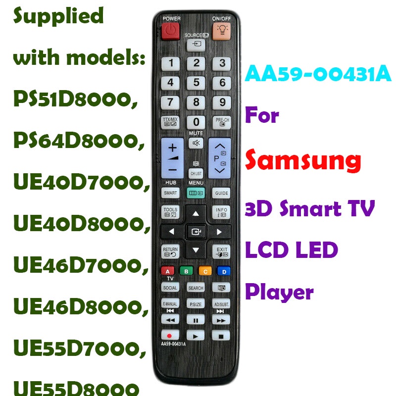 REMOTE Fit สําหรับ Samsung 3D สมาร์ททีวี LCD LED Player AA59-00131A รีโมทคอนโทรลที่มาพร้อมกับรุ่น: P