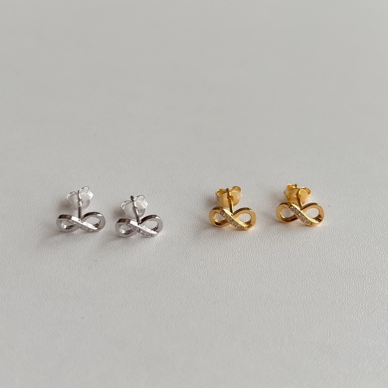 A.piece ต่างหูเงินแท้ [all silver 925] Infinite stud earrings