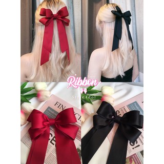 โบว์ติดผมสองชั้น หางยาว ริบบิ้นเกาหลีPoly-Cotton🎀 ไซส์ใหญ่