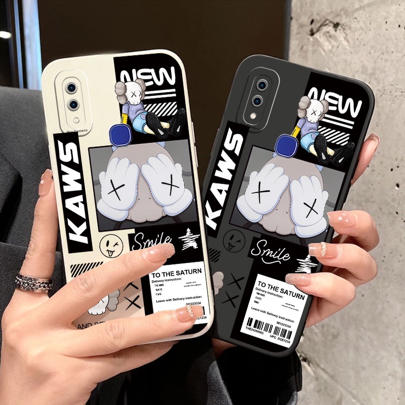 ปลอก Vivo V9 Y85 Y85A กรณีแบรนด์อินเทรนด์ Kaws Silicon Sesame Street Smile Matte TPU Soft Angel Eye 